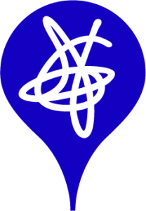 the image shows a white squiggle inside a blue circular map pin