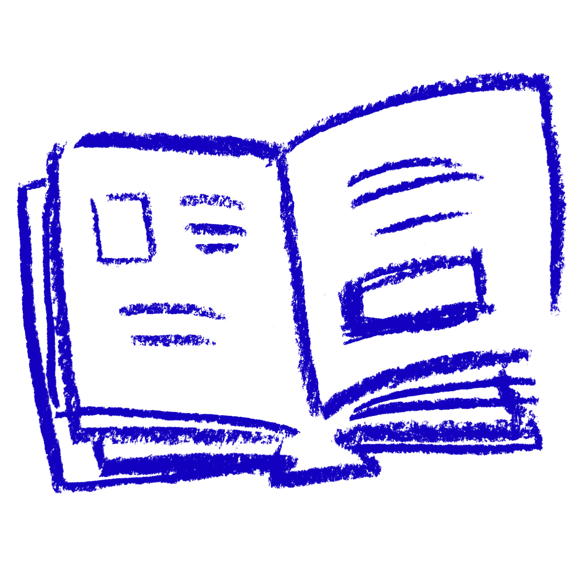 a blue illustration of an open book