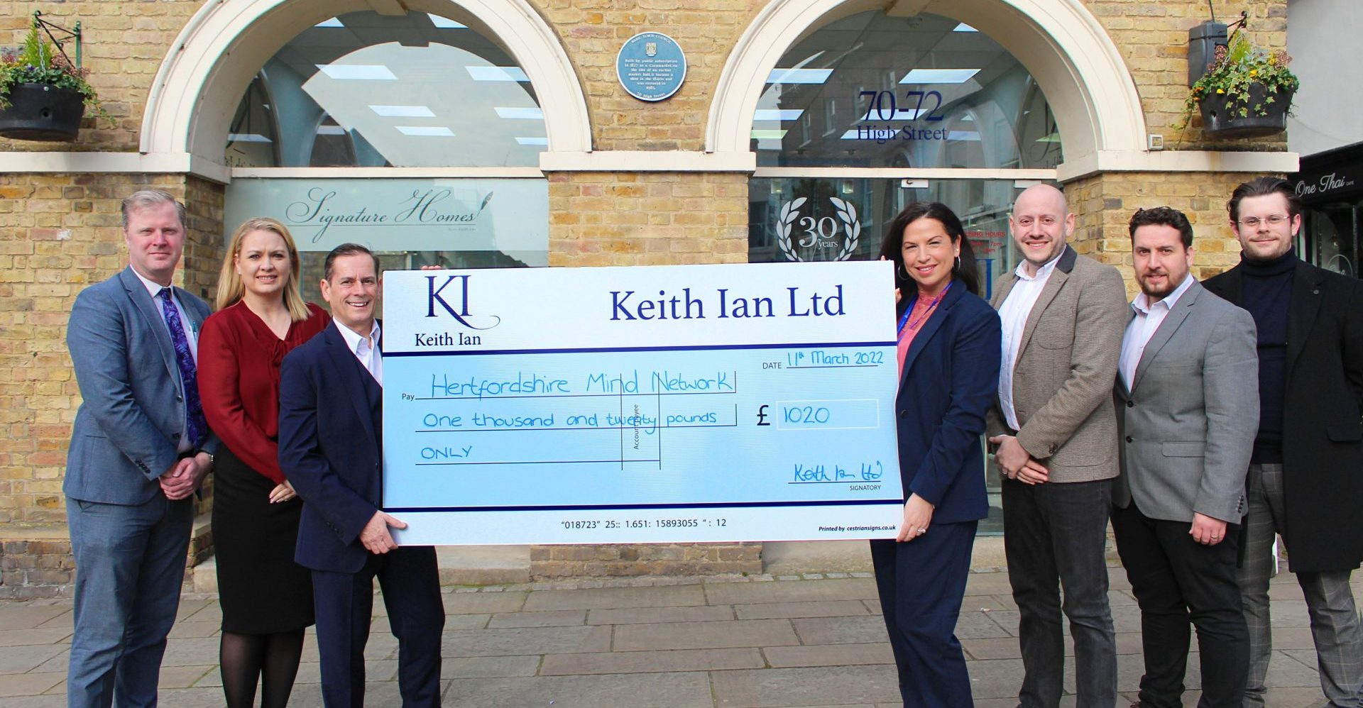 Receiving cheque from Keith Ian Estate Agents