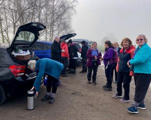 Nordic Walking Watford group in a car park