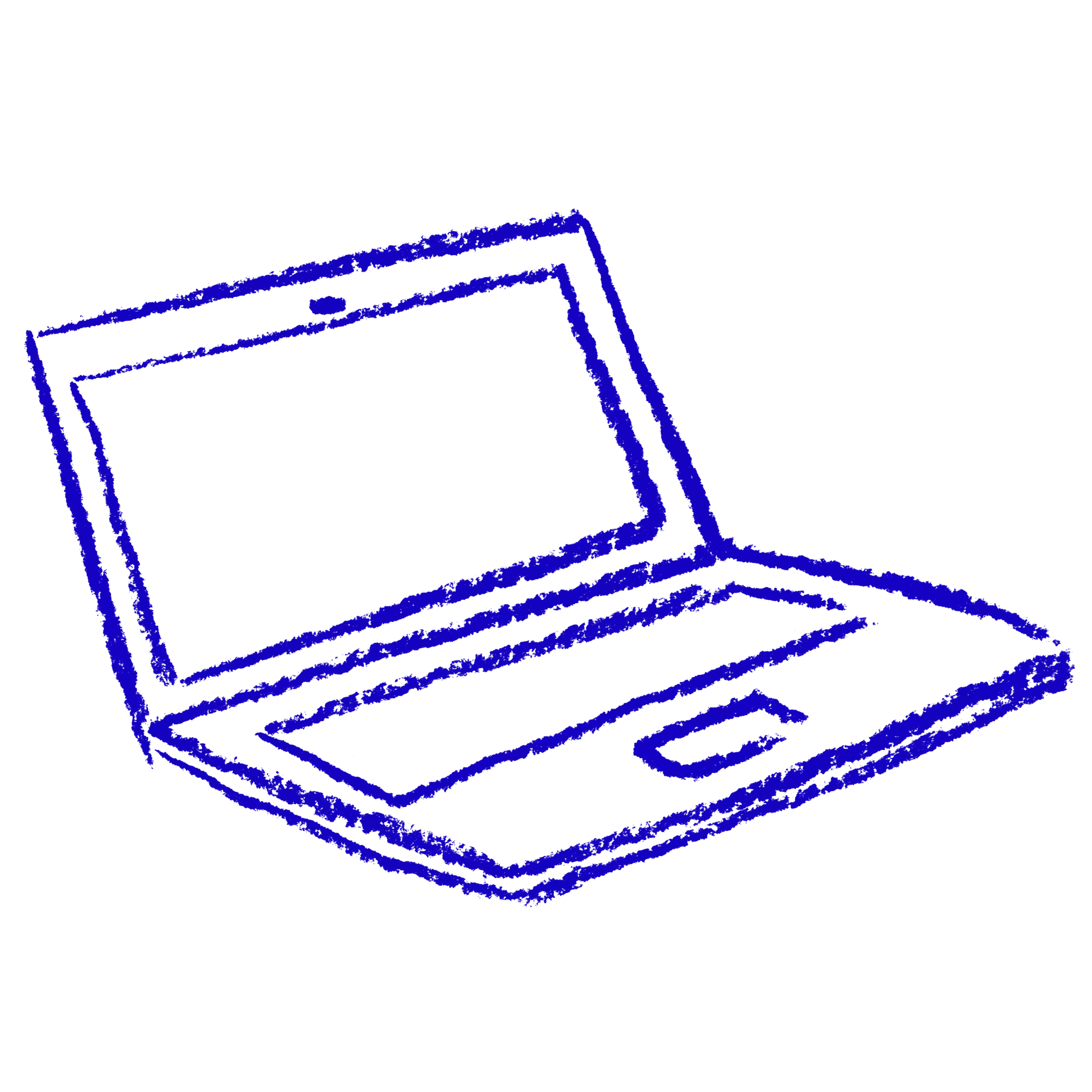 a blue illustration of an open laptop